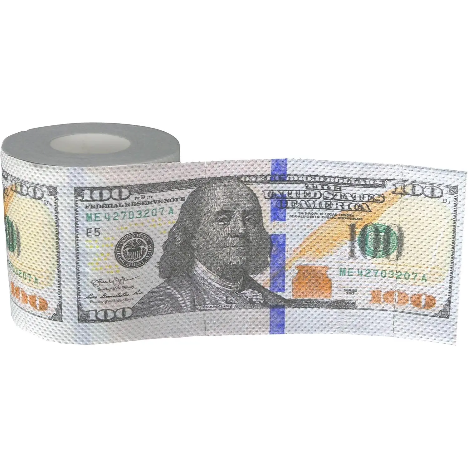 Iconikal $100 Dollar Bill Toilet Paper, 240-Sheet Novelty Gag Roll, Funny Prank Gift for Birthdays & Parties