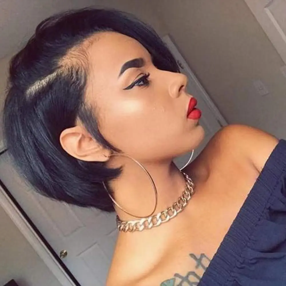Lusai 6/8 Inch Glueless Wigs 100% Virgin Human Short Hair 180% Density For Women High Quality