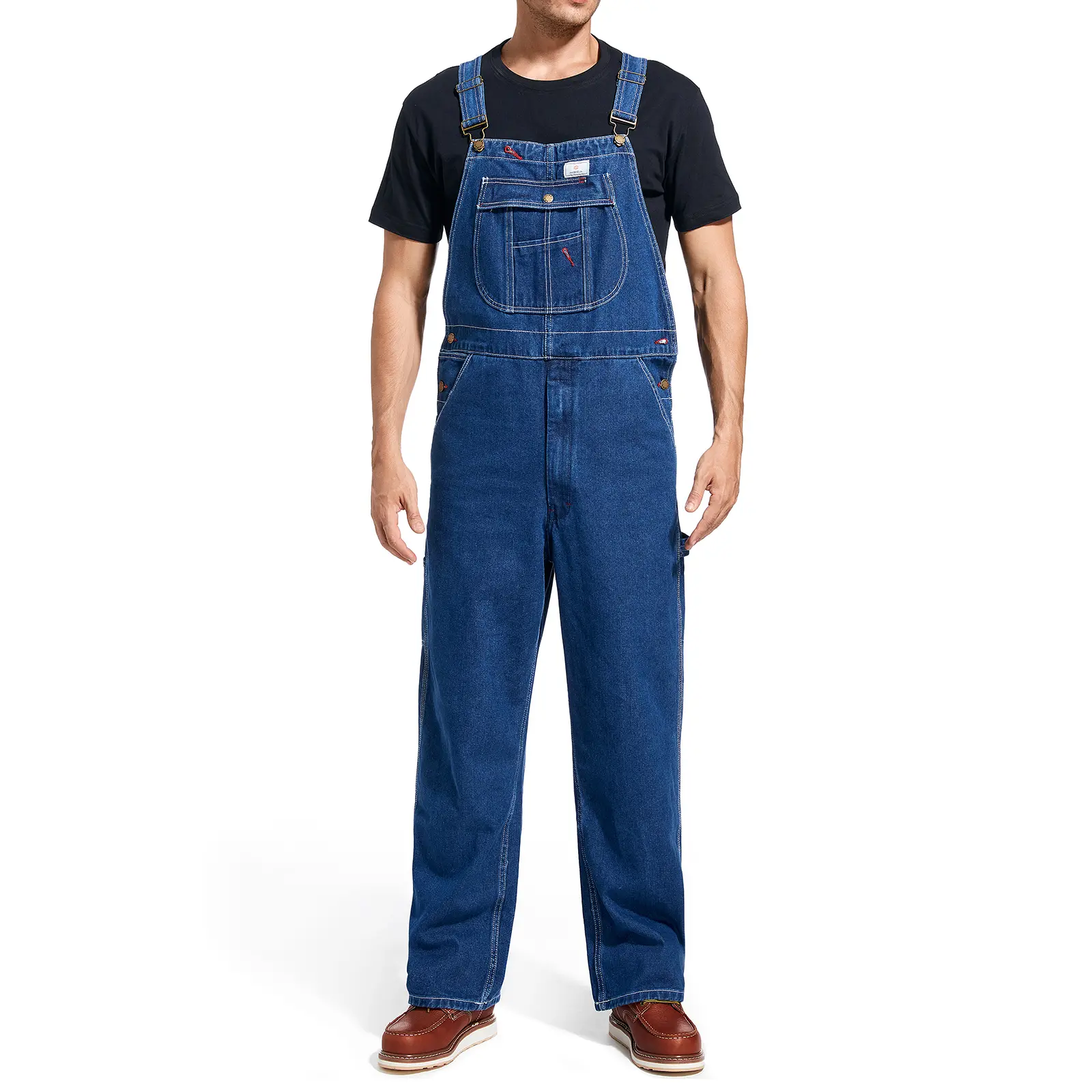 HISEA Men's Vintage Denim Bib Overalls - Relaxed Fit Carpenter Pants, Retro Classic Workwear with Adjustable Straps, Multi-Tool Pockets, Triple-Stitch, All Seasons Year-Round for Farming, Construction