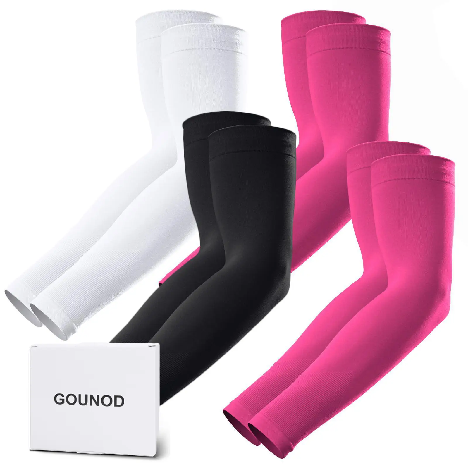 GOUNOD Sun Protection UV Arm Sleeves for Men Women Youth UPF 50+ Compression Cooling sports gloves FallFreshness Breast Cancer Awareness Month Sleeved