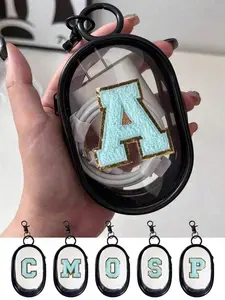 Portable Mini Transparent Zipper Storage Bag, Small Multifunctional Organizer, Earphone Charger Holder with Keychain, Travel Accessories, Headphone Bag