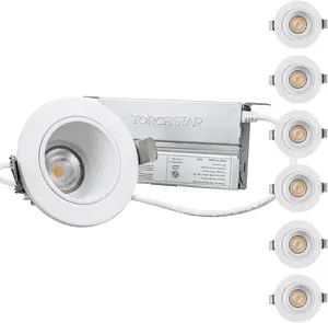 TORCHSTAR 2 Inch Dimmable LED Recessed Lighting with Junction Box, Pack of 6