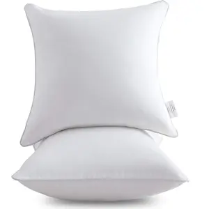 20 x 20 Throw Pillow Inserts (Set of 2) with  Cotton Cover - 20 Inch Square Interior Decorative Sofa Pillow Insert Pair - White Couch Pillow
