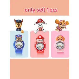1 dog patrol waterproof watch, cute elastic ring watch, cartoon watch, birthday gift for friends and classmates, rental name tags, party atmosphere decorations, Wristwatch, Kid