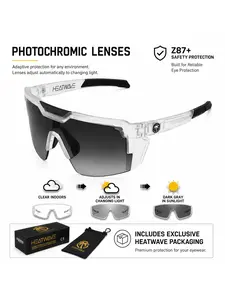 New HEATWAVE High-Quality Photochromic Sunglasses—Square Single-Lens Design, Unisex Cycling Shades, UV400 Protection, Z87+ Certified Kitchenware