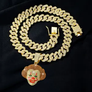 Fashion Hip Hop Clown Pendant Punk Style Cuban Necklace Great for Party Gatherings Perfect Halloween Christmas Gift