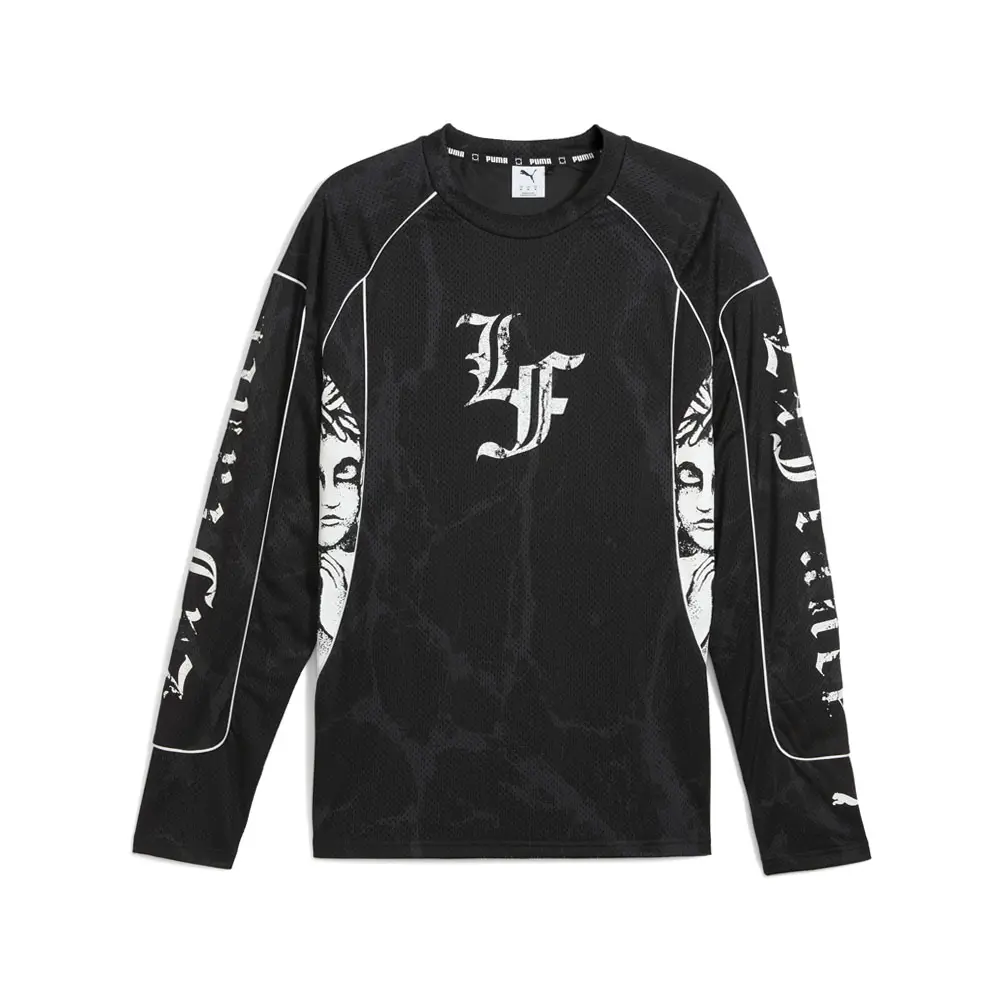 PUMA Mens X Lafrance Hoops Written In Chrome Crew Neck Long Sleeve Shirt Casual Tops Casual - Black