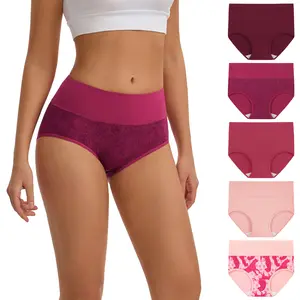 INNERSY Women's High Waisted Cotton Panties 5-Pack, Soft & Breathable Underwear, Comfortable Full Coverage Briefs for Everyday Wear, Stretchy & Durable