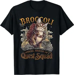 Quest Fantasy Squad Broccoli Funny Cat T-Shirt