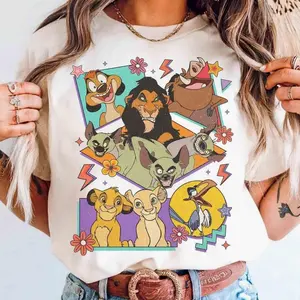 Adult And Youth Retro 90s Style Group Lion King Hakuna Matata Characters T-shirt, Simba Timon Pumbaa Tee, WDW Magic Kingdom Family Gift