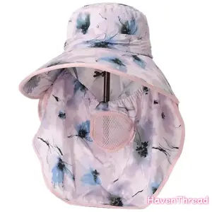 2026 New Arrival Women's Stylish Printed Breathable Tea-Picking Fabric Hat - Female Adult All-Seasons Wide-Brim Sun Hat with Windproof Face Coverage, Ideal for Cycling, Sun Protection