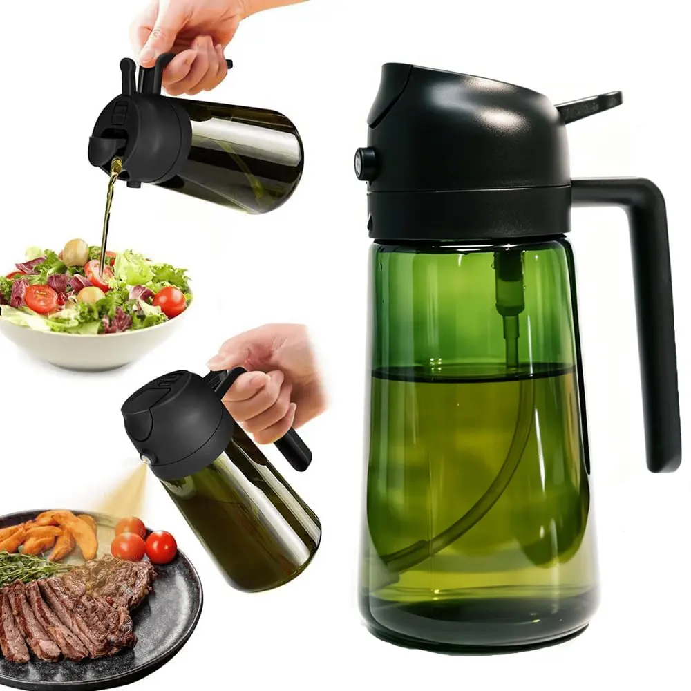 470ml Extra Large Thick Glass Oil Sprayer, High-Pressure Leak-Proof Design, Dual-Use Oil Dispenser for Cooking, Versatile Olive Oil Spray Bottle, Safe and Portable for Home Kitchen, Camping, Barbecue and Outdoor Grilling
