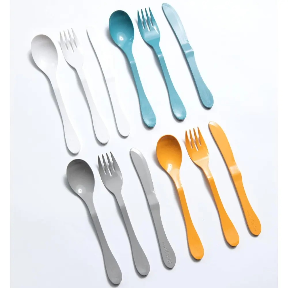 12-Piece BPI Certified Eco-Friendly Bamboo Cutlery Set (Fork, Knife, Spoon), Dishwasher Safe Travel Ready Reusable Lightweight Kitchen Tableware for Work, School Lunches