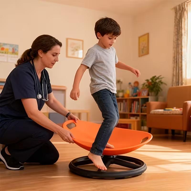 Chairs for Offices And Step Stools - Spin Chair for Children with Autism | Blue And Orange Oval Eggshell Pattern, Featuring a Non-Slip Metal Base, Designed for Training And Rehabilitation, Ideal for Both Training Facilities And Home Environments