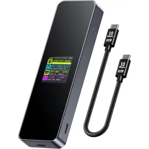 Visual  M.2 NVMe SSD Enclosure,Support 10s PLP Prevents Write Data Loss,USB 3.2 Gen 2 Type-C (10 Gbps),fits NVMe PCIe Size 2230/2242/2260/2280,Support M-Key B+M Key UASP