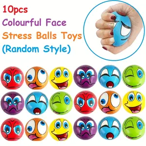 10pcs Face Stress Balls,Colourful Funny Face Squeeze Balls,Squeeze Foam Balls,Foam Balls for Hand Wrist Finger Exercise,Party Favor Toy,Fidget Toys,Ball Games Gifts Holloween Christmas Birthday Gifts,Goodie Bag Toys((Random Style) Perfect G