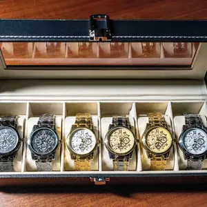 Men’s Business Round Analog Watch Set with Gift Box – Thick Strap, Simple Elegant & Luxe Style, Perfect Gift for Him