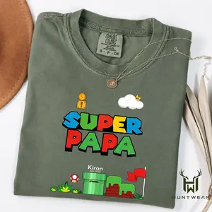 Comfort Colors Super Papa Shirt, Funny Dad Gaming Tee, Retro Gamer Dad Shirt, Super Mario Inspired Papa Tee, Cool Dad Graphic Shirt, Father’s Day Gift Tee, Video Game Dad Shirt, Gift for Dad Gamer