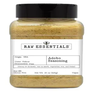 Raw Essentials Adobo Seasoning - Bold Latin & Filipino Flavor for Meats, Vegetables, Rice & Beans - Large 15 Ounce Bottle