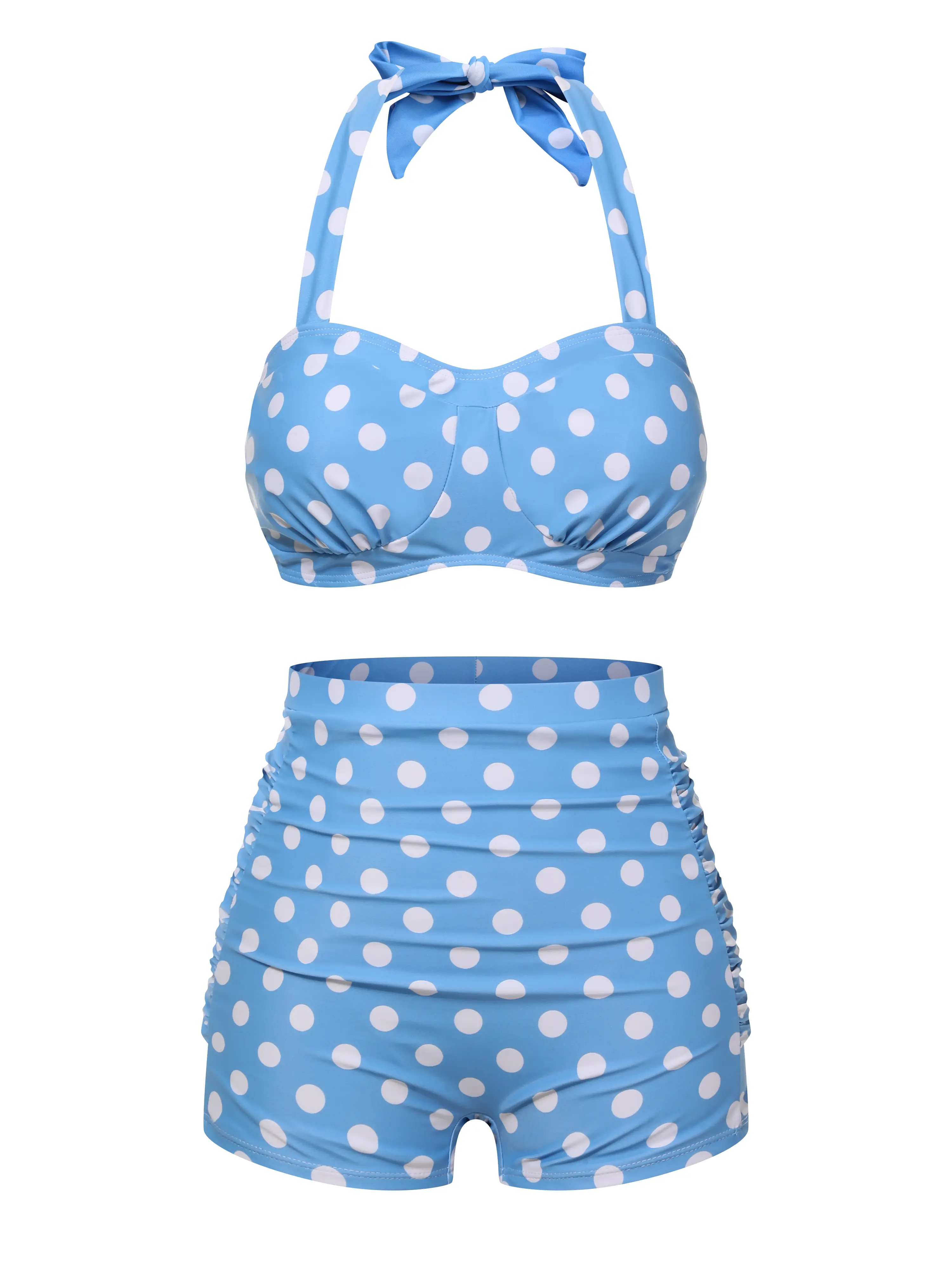 RETRO STAGE Women's Polka Dot Bikini Set, 1950s Style High Waisted 2-Piece Swimsuit with Removable Padded Top, Bikini Top, Beach Bikini Set Bathing Suit