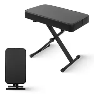 STRICH Piano Bench Folding Stool, Adjustable X-Style Piano Chair with 2.3 inch Thicken Soft Cushion, Keyboard Bench for Musicians, Black, SPB-M15