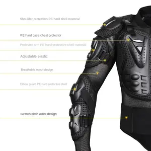 2025 Breathable Motorcycle Armor Suit - PE Material, Anti-Fall Protection, Black with White Accents, Chest & Back Padding for All-Season Riding & Racing Motocross Gear Protective Gear
