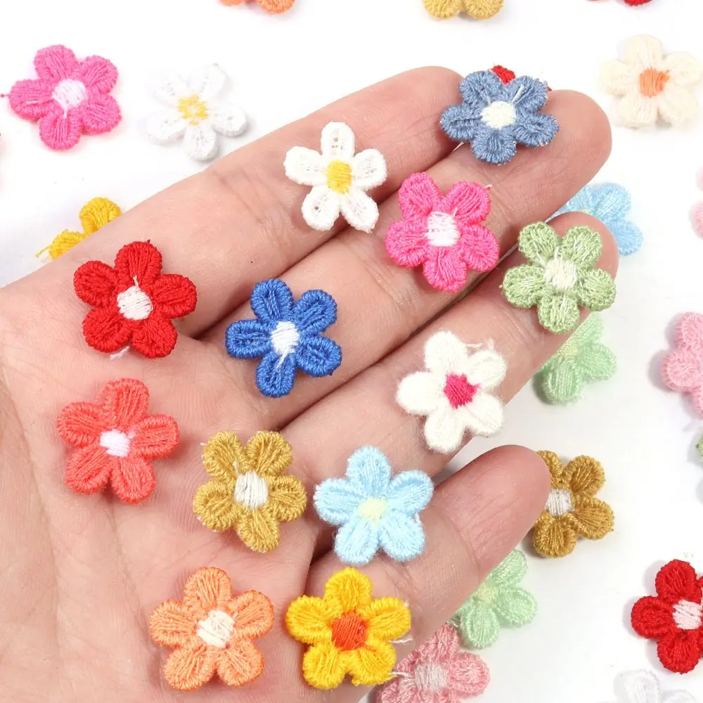 30/60Pcs 1.5cm Lace Flower Embroid Patches for Wedding Handmade Decor Clothing Sewing  Colorful Flower Appliques
