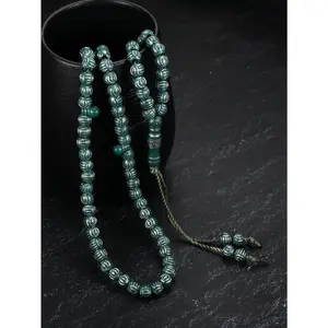 Chinese Style Dark Green Pattern Tasbih | Minimalist Zen Middle Eastern Prayer Beads