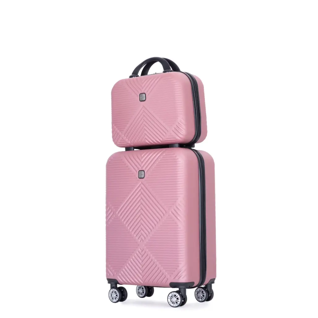 Luggage Sets 2 Piece Suitcase Set (14/20/)Hardside Suitcase with Spinner Wheels Lightweight Carry On Luggage(Pink)