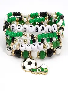USA-Canada-Mexico World Cup Soccer Bracelet - Unisex Soccer Fan Bracelet with Soccer Shoe-Inspired Beads