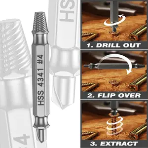 6 pcs Damaged Screw Extractor Set，Professional Grade Broken Bolt & Stripped Screw Remover Kit with Case，Hardened Steel Construction，Fits Drill & Hand Tools，DIY, Automotive, Plumbing Repair