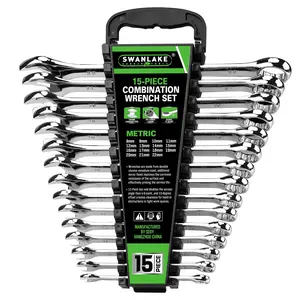 SWANLAKE GARDEN TOOLS 15-Piece Wrench Set, V Notch Premium Combination Wrenchs Set wrench  set combination wrench tool  kit