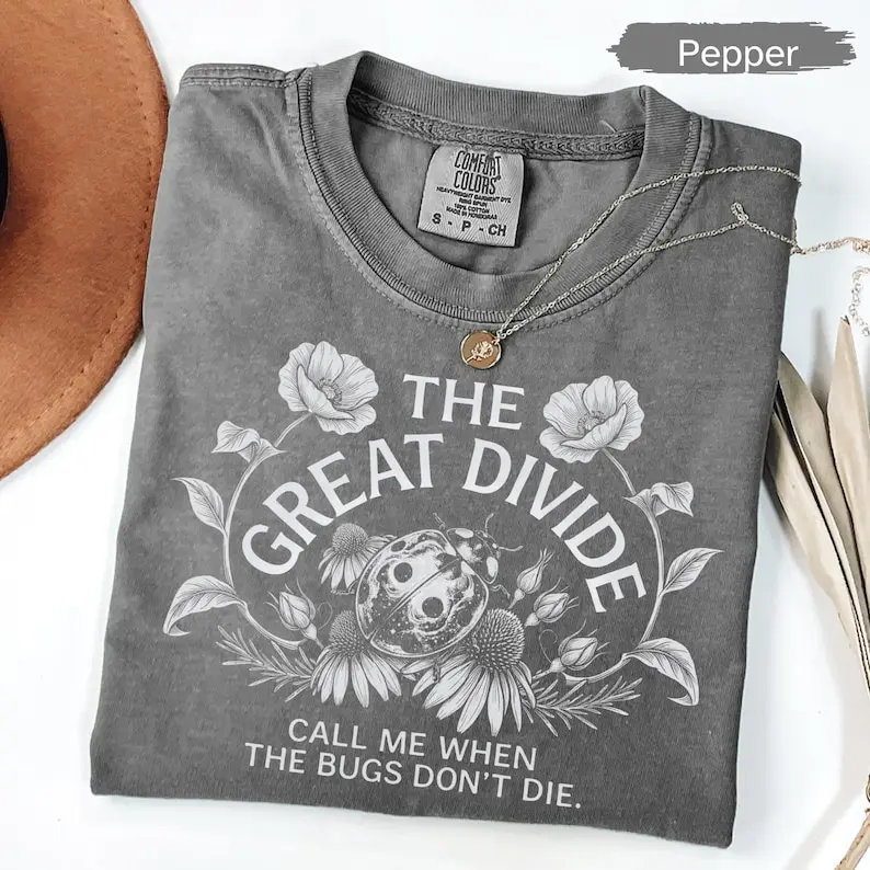 Comfort Colors Call Me When The Bugs Don't Die Vintage T-Shirt, The Great Divide Inspired Folk Music Tee, Ladybug Floral Graphic Shirt, Retro Concert T-Shirt, Indie Music Fan Gift