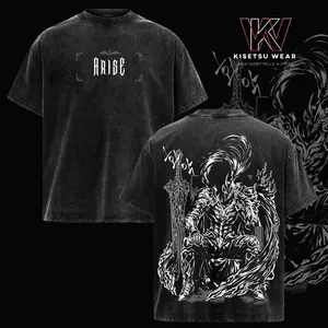 Igris Solo Leveling Vintage Washed Graphic Tee | Dark Anime Oversized T-Shirt | Shadow Army Aesthetic Streetwear Unisex Shirt P45