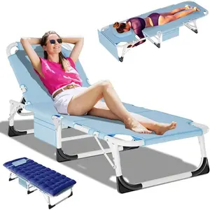 Heavy Duty Tanning Chair With Face Hole, Adjustable 5-Position Folding Chaise Lounge Chairs For Outside, Portable Lay Flat Beach Lounge Chair For Outdoor Sunbathing Beach Pool Lawn Camping, 11636694