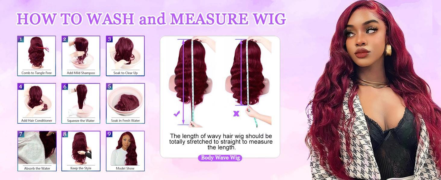 [NEW IN] Hot Star Straight and Body Wave 99J Burgundy Color 13x6 HD Transparent Lace Front Wigs Human Hair Pre Plucked Human Hair for Women