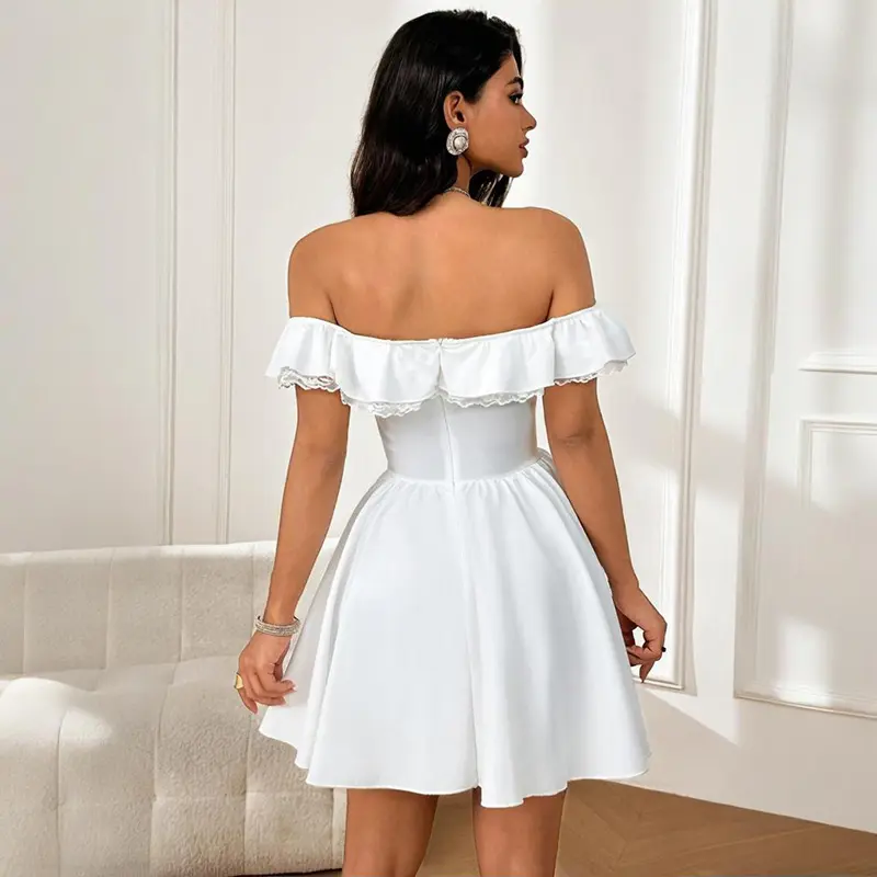 OYV Women's Off Shoulder Lace Dress,Ruched Bow Sun Dresses,White Graduation Short Dress, Women's Bridesmaid Dress - TikTok Shop OYV Women's Off Shoulder Lace Dress,Ruched Bow Sun Dresses,White Graduation Short Dress, Women's Bridesmaid Dress - TikTok Shop