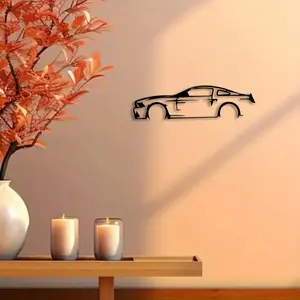 1pc Mustang GT Metal Car Wall Art, Car Silhouette Statue Mural, Decoration, Perfect for Garage Wall, Car Gift, Ideal Gift for Car Enthusiasts, Rust-Proof Metal