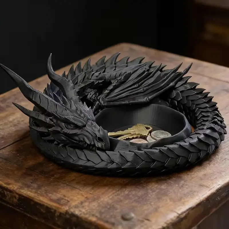 Gothic Dragon Jewelry Organizer Tray, Dark Theme Decorative Desk Decor, Ring Necklace Holder, Practical Desktop Storage, Mythology Enthusiast Gift, Ornaments