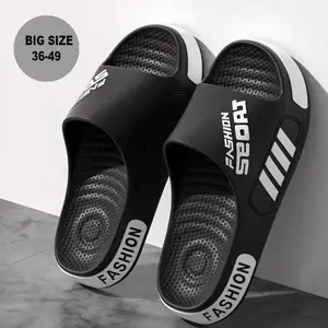 Big Size 48-49 Men Slippers Summer Flat Sole Home Slippers For Women Man Open Toe Trend Slides Couple Light Beach Shoes Sandals