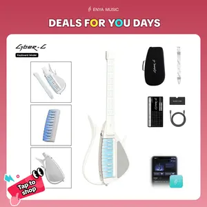 【Music Is Free】Enya CYBER-G Stringless Smart Guitar Portable Foldable Travel Guitar with App-Controlled Chords, Hundreds of Instrument Sounds, Built-In Speaker & Drum Machine, Quick-Learn for Adults/Guitar Beginners Usb Audio Interface Audio Mixer Kit