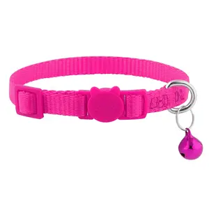 Adjustable Cat Collar with Bell and Safety Breakaway Buckle - Soft Nylon Kitten Neckband for Small Pets & Puppies