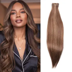 #4/8 Hair Bundles Straight 20''- 100% Human Hair, Blonde and Brown Color, Velvety Smooth