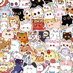 Cute Cat Pattern Sticker, 50/1000pcs/set Cartoon Cat Decorative Sticker, DIY Decals for Water Bottle, Laptop, Phone Case, Journal Making, Ornaments