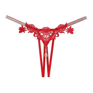 Women's Steel Ring Floral Lace Thong Set with Spiked Underwear & Matching Stockings Chic Everyday Elegance Gift for Her Elegant Womenswear Love Panties 3 Piece Set Minimalist Basic Style 2Pcs