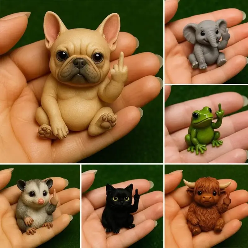 New Bold Humor Mini Resin Animal Statue - Figure Decor, Desk Trinkets, Quirky Gifts, Unique Cool Gifts, Stocking Stuffers, Home Decor Accessories, Desktop Ornament, Collector Item