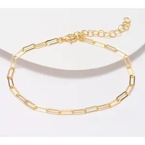 UltraFine 950 Silver Paperclip Chain 9"+2" Anklet, 2.8g