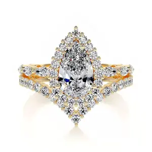 Lab-grown diamond 11065, 1.5 ct,  D-VS1, pear cut lab-grown diamond ring, IGI certification, stackable, light luxury high-end feel, versatile for everyday wear, engagement/proposal diamond ring.