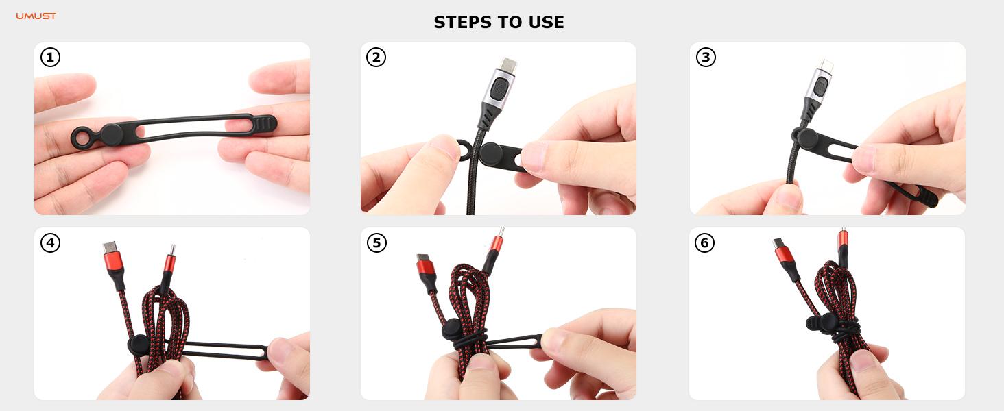 [20Pcs] Silicone Cable Ties, Reusable Cable Management Organizer, Multipurpose Elastic Cord Organizer for Bundling and Fastening Cable Cords Wires (black, white, pink, green)