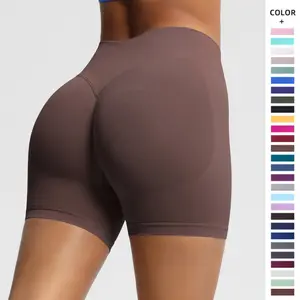 Three-section waist fitness shorts for women, high-waisted peach butt-lifting sports shorts, tight-fitting quick-dry yoga shorts